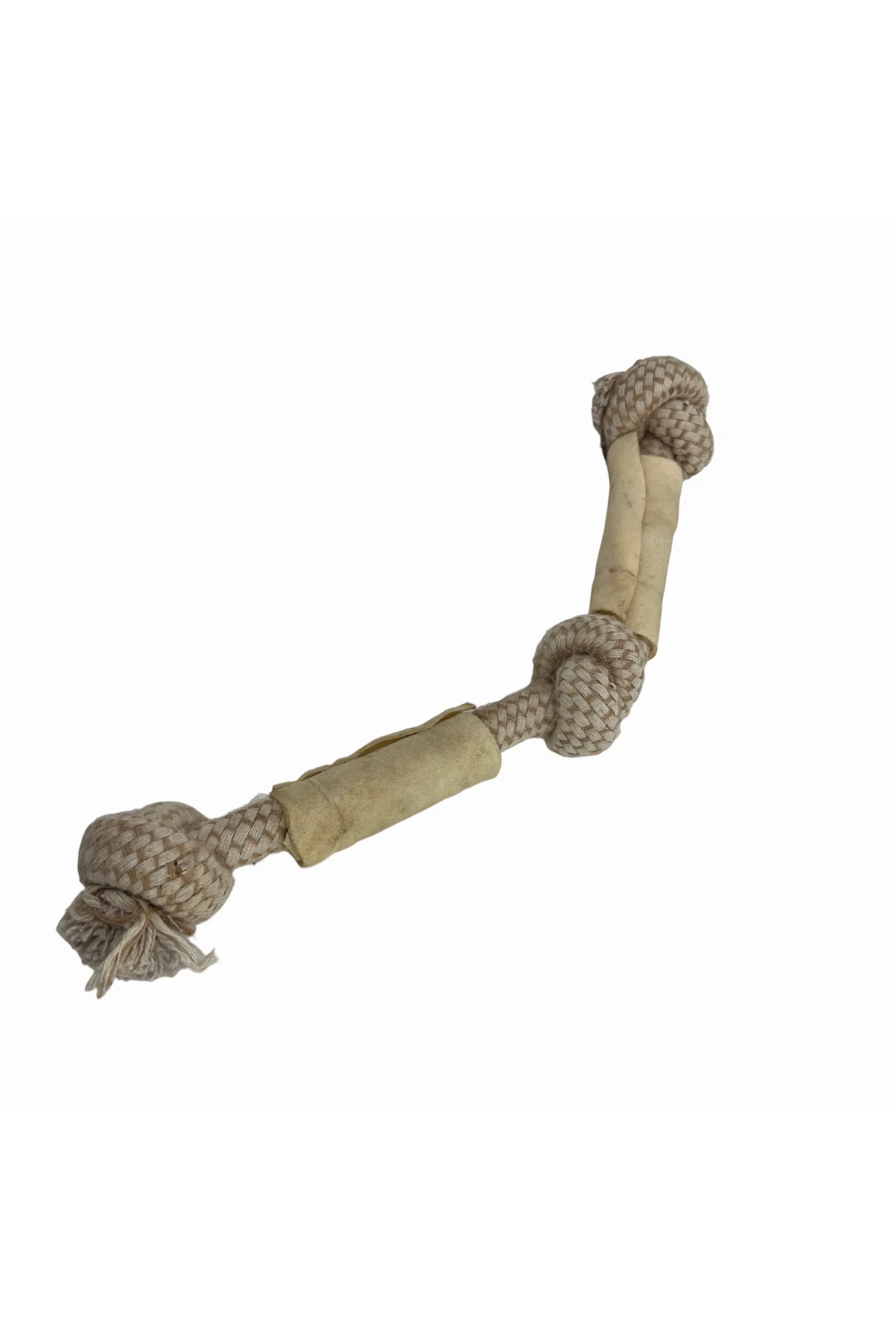 Hunde legetøjs reb med gnave ruller af oksehud Fun N’ Treat